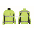 2015 high quality reflective safety fleece jacket with chest pocket and detachable hood